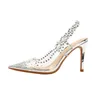 Chaussures de robe PVC pointu diamant transparent talons hauts femmes 2024 printemps sexy baotou sandales de cristal de mariage