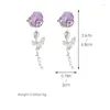 Stud Earrings Irregular Amethyst Rose Flower For Women Girls Punk Personality Exaggerated Vintage Jewelry Accessories