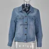 Jaquetas femininas cortadas curto denim casaco de manga comprida jeans fino e casaco de inverno 240301