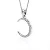 FirstMadam 18k Yellow Gold Diamond Set Moon Pendant Necklace