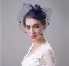 Elegante Hochzeit Party Braut Kopfschmuck Kirche Hüte 2019 Günstige handgemachte benutzerdefinierte Marineblau Hut Kentucky Derby Hüte6163327