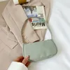 Evening Bags Fashion Nylon Underarm Tote Bag Women Solid Shoulder Hanbag (Grey Green)
