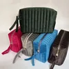 Kosmetiktaschen, weicher Samt, Make-up-Tasche, Kosmetiktasche mit Reißverschluss, gestreift, Aufbewahrung, Retro, tragbarer Mini-Toilettenartikel-Organizer