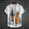 Chemises décontractées pour hommes Chemise imprimée de musique pour hommes Revers Tops à manches courtes Basic 2024 Hawaiian Male Vêtements Streetwear Blouse