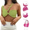 Women's Tanks Sexy One Shoulder Crop Top Cut Out O Ring Sleeveless Cami Tank For Underwear Nightclub Tops Outfit