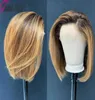 Ombre Color Bob koronkowe przednie ludzkie peruki do włosów Podświetl brazylijskie włosy Remy 44 Koronkowe peruki 150 Wstępnie wysunięte gęstość S082613959859124299