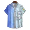 Camisas casuais masculinas camisa verão padrão floral havaiano 3d impresso rua ao ar livre manga curta botão roupas lapela roupas 2024