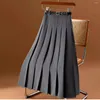 Skirts Gray Fashion High Waist A-line Pleated Skirt Women Long Office Lady Elegant Suit 2024 Spring Autumn A-Skirts