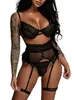 Women's Sleepwear Plus Size Lingerie Sexy Women Lace Nightie Gown Babydoll Erotic Underwear Garter Costume Fishnet Transparent Set Feather garter