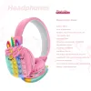 Kopfhörer-Headset mit Mikrofon, Einhorn, für Kinder, Mädchen, Stereomusik, kabellos, Bluetooth, Ohrhörer, TF-Karte für Dekompression, Kinderkopfhörer