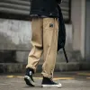 Pantolon geniş pantolon Japon erkekler harajuku sokak kıyafeti% 100 pamuk harem pantolon gri haki düz renk rahat pantolon