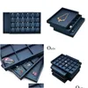 Jewelry Boxes Boxes Oir 12/24 Grids Jewelry Tray Blue Ring Necklace Display Stand Leather Bracelet Packaging Organizer Drop Delivery J Dhmlu