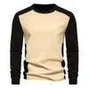 Mens Round Neck Color Blocking Long Sleeve Tshirt 240223