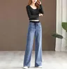 Kvinnors jeans plus sammet vintage bred ben kvinnor tjockare vinter baggy hög midja överdimensionerad 34 varma plysch denim byxor lj269