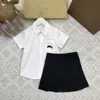 Luxury kids dress sets Embroidered logo child tracksuits baby girl clothes Size 100-160 white Short sleeved shirt and skirt 24Feb20