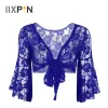 Jacken Sexy Frauen Tops Kleidung Lange Flare Ärmel Floral Spitze Mode Cover Up Erwachsene Shrug Bolero Strickjacke Wraps Schlanke Spitze Jacke Tops