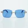 Sprzedaż Bezpośrednia Modna klasyczna diamentowe okulary przeciwsłoneczne 3524018 z niebieskimi drewnianymi szklankami ramienia Rozmiar 18-135 mm