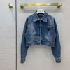 Women's Jackets Vests Jackets Designer Denim Jeans Coat With Printed For Lady Slim Blue And Black 240301