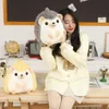 Cute Plush Hedgehog Backpack Kawaii Animal Stuffed Toy Birthday Children School Bag Gift Kids 240223