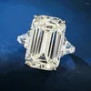 Anéis de cluster 925 prata 30ct diamante de alto carbono 13/20 branco g anel de cor luxo estilo europeu e americano atacado