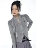 Kvinnors stickor Cardigan Kvinnor Randig stilfull Slim Retro Sexig flickor Autumn Personlighet Leisure Korean Stil All-Match Sweater Streetwear