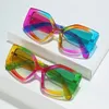 نظارة شمسية LNFCXI قوس قزح Polygon Cat Eye Women Women Gradient Shades UV400 Retro Trending Men Sun Glasses