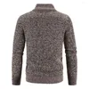 Pulls pour hommes Pull tricoté pour hommes Slim Fit élégant Cardigan à fermeture éclair complète avec poches couleur unie longue décontractée