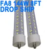 Ampoules LED de 2,4 m, base Fa8 à broche unique, 144 W (équiv. 300 W), lumière du jour 6 500 K, 18 000 lm, tube LED T8 T10 T12 de 2,4 m, lumière fluorescente de rechange LED de 243,8 cm, armoire crestech