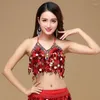 Scen Wear Sequin Halter Bra Top Salsa Belly Dance Boho Festival Clubing Tribal BH Lady Shiny paljetter