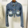 Damenjacken Stilvolle Designer-Kurzjacken aus Denim mit Fransen 240301