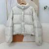 コートJanveny 2023 New Short Puffer Coat Castary Fashion 90％White Duck Down Jacket Women Stand Collar Feather Parkas Streetwear