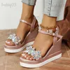 Sandals Women Summer Wedge Heel Sandals Platform Sandals Strap Open Toe Chunky Bottom Casual Shoes 2023 Gold Silver Pink Sandals T240301