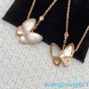 2024 Designer vans Four-leaf Clover Four Leaf Grass Butterfly Necklace White Beige Turquoise Versatile Simple Chain Womens Colorless