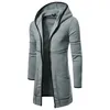 Giacche da uomo Felpa con cappuccio moda 2024 Giacca cardigan casual a maniche lunghe da uomo con grandi tasche Cappotto invernale solido di media lunghezza