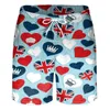 Shorts masculinos Board Harajuku Cartoon Print Calças Joelho Troncos Retro Cordão Duplo Bolso Praia Férias