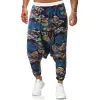 Pantalon 2022 Été Hommes Drop Crotch Crosspants Hommes Imprimer Joggers Baggy Hiphop Pantalon Mâle Streetwear Rétro Lin Pantalon Large Jambe 3XL