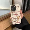 Helloes Kittys Liquid Silica Gel Case na iPhone 15 14 13 11 12 Pro Max 14 15 Plus Y2K Girl Anti-Fall Phone Cover