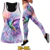 Traje Primavera Verano Conjunto de yoga Gimnasio Entrenamiento Deporte Camiseta sin mangas Mujeres 2 piezas Ropa deportiva Conjunto Pantalones de yoga Ropa de yoga Impresión 3D Traje de yoga