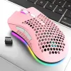 마우스 1pcs BM600 무선 마우스 경량 인체 공학적 중공 구멍 충전식 화려한 RGB Luminous Office Game Esports Mouse