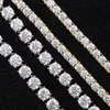 Single Moissanite Diamond 8mm 12mm Bredd Sterling Sier Fade Never Fade Gold Plated Tennis Chain