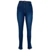 Jeans pour femmes, pantalons à haute élasticité, dégradé de couleur, taille relevée, amincissant, extensible, longueur cheville douce