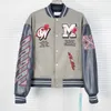 2024 American Vintage Hip-Hop-Buchstabe M bestickte schwere Baseballuniform Y2K Streetwear Rock lockerer Mantel für Männer und Frauen 240226