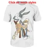 Nueva moda Parejas Hombres Mujeres Unisex Dibujos animados Bugs Bunny Lola Bunny Nalgadas Divertido Impresión 3D Sin gorra Camiseta casual Camisetas Camiseta Top7931118