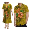 Casual Dresses Hawaiian Men's Beach Shirt Anpassad kortärmad Kvinnor Loose Dress Polynesian Mumu Samoan Par Suit