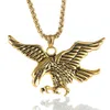 Wolf Tide Antique Silver Color Eagle Wings Pendant Necklace With Titanium Stainless Steel Chain Men's Gold Fashion Jewelry Hiphop Rock Jewelry Wholesale Collar