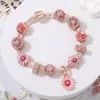 Neue Großhandel Kleine Gänseblümchen Blume Armband Stil Große Loch Perle Rose Gold Diy Perlen Armband Marke Designer Klassische Schmuck