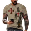 T-shirt da uomo T-shirt vintage da uomo 3D Crusades Camicia a maniche corte stampata Casual Estate Streetwear Top oversize T-shirt Vestiti