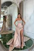 Party Dresses Unique Sexy Strapless Luxurious Beaded Mermaid Formal Slit Evening Gown 2024 Homecoming Pageant Wedding Prom Dress