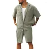 Herren-Trainingsanzüge, Freizeitkleidung, zweiteilige Anzüge, Frühlings- und Sommermode, Button-up-Revershemden und Shorts, Sets für Männer, Vintage-Streetwear