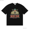 Rhude T-shirt męscy designer T-koszulka Testy Koszulki dla mężczyzn duże koszulki T-shirt 100%bawełny rhude tshirty vintage krótkie rękawe bluza 440 911